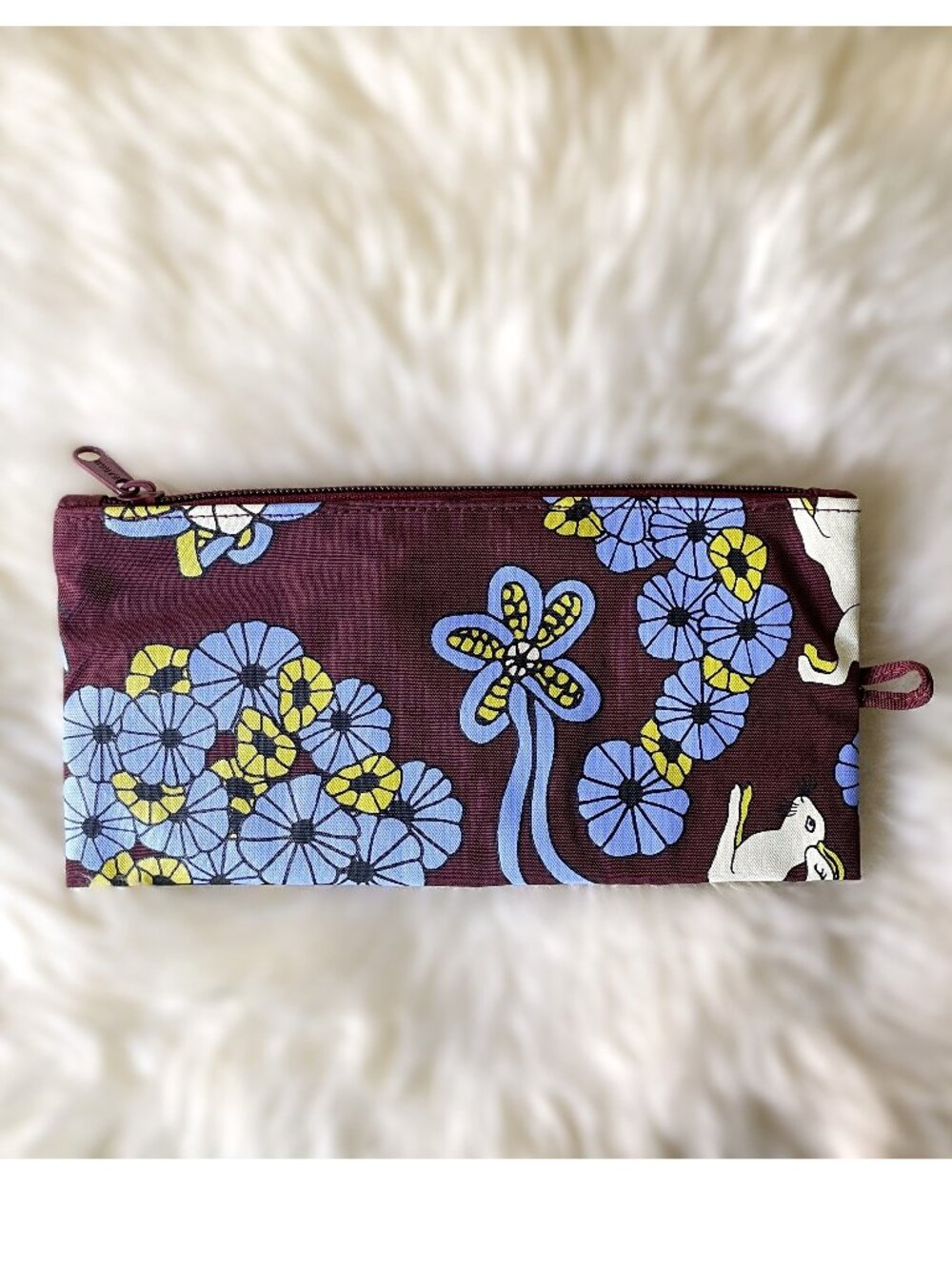 NWOT Baggu Flat Pouch Medium - Wild Rabbit Mahogany (Night Orchard) - Picture 2 of 4